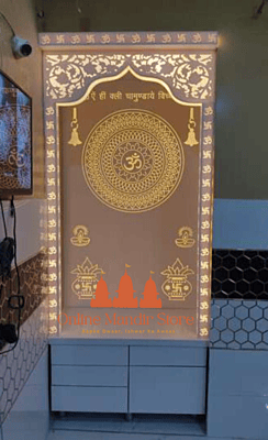 "Shree Omkar: Glorious Corian Mandir with Illuminated Yantra Design"