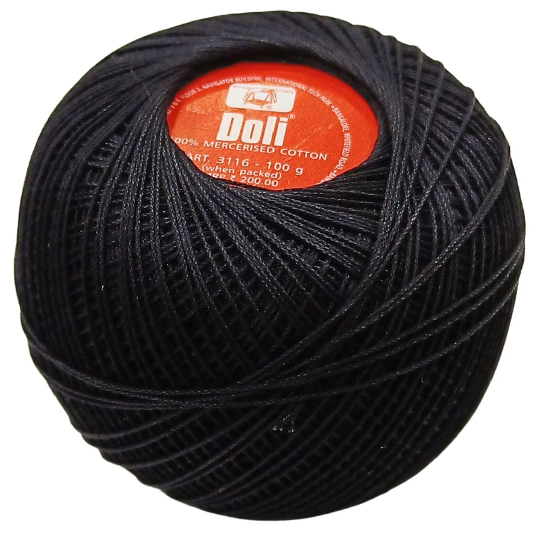 Doli Mercerised Cotton No.20- Black Doli Mercerised Cotton No.20- Black