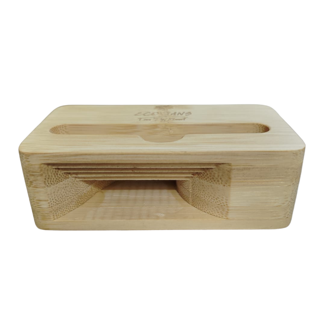 Bamboo Square Natural Amplifier cum Phone Stand – Eco-Friendly Passive Sound Amplifier & Mobile Holder