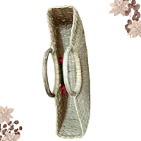 13-Inch Kauna Basket with Handle & Embroidery | Handwoven Natural Gift Basket | Eco-Friendly Decorative Hamper