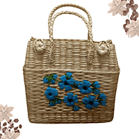 Kauna Picnic Basket (12"x12"x5") | Handwoven Natural Grass Basket for Outdoor Dining, Garden & Beach Picnics Kauna Picnic Basket (12"x12"x5") | Handwoven Natural Grass Basket for Outdoor Dining, Garden & Beach Picnics