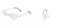Soigné Female Medium Rimless Cat Eye Spectacle Frame.Silver