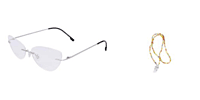 Soigné Female Medium Rimless Cat Eye Spectacle Frame.Silver Soigné Female Medium Rimless Cat Eye Spectacle Frame.Silver