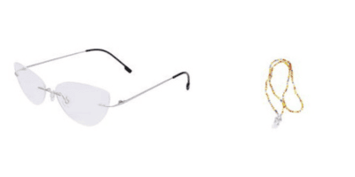 Soigné Female Medium Rimless Cat Eye Spectacle Frame.Silver Soigné Female Medium Rimless Cat Eye Spectacle Frame.Silver
