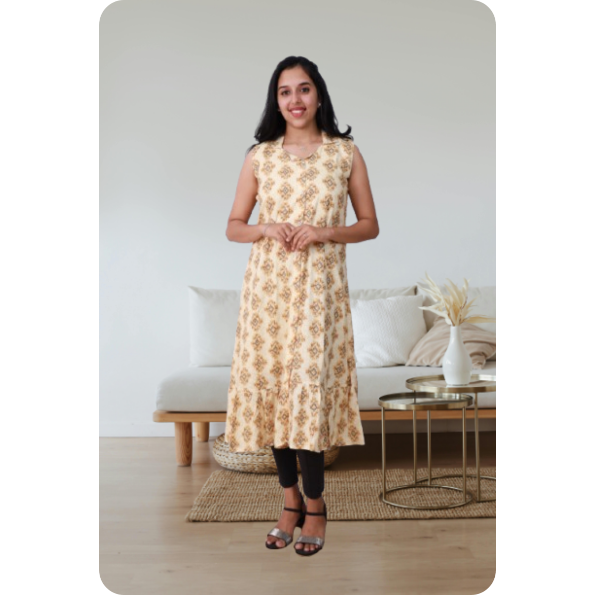 Shiya Sleeveless Geometric Yellow print