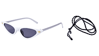 Soigné Female Small Cat Eye Sunglasses.White Frame with Sting Black Soigné Female Small Cat Eye Sunglasses.White Frame with Sting Black