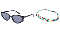 Soigné Female Large Cateye Sunglasses.Glossy Black with Multi Color Sunglasses Chain Soigné Female Large Cateye Sunglasses.Glossy Black with Multi Color Sunglasses Chain