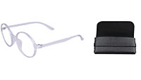 Soigné Unisex Round Large Spectacle Frames. Transparent Frame with Leather Pouch Soigné Unisex Round Large Spectacle Frames. Transparent Frame with Leather Pouch