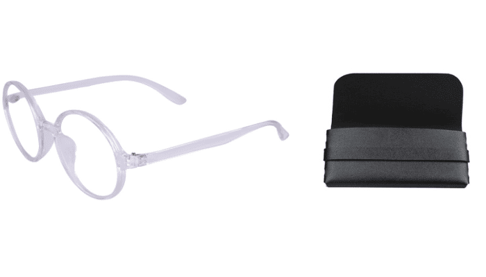 Soigné Unisex Round Large Spectacle Frames. Transparent Frame with Leather Pouch Soigné Unisex Round Large Spectacle Frames. Transparent Frame with Leather Pouch