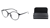 Soigné Unisex Medium Round Spectacle.Glossy Black with leather pouch Soigné Unisex Medium Round Spectacle.Glossy Black with leather pouch