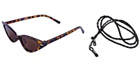 Soigné Female Small Cat Eye Sunglasses.Leopard Print.Brown Lens with  Black String