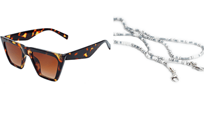 Soigné Female Large Square Sunglasses.Tortoise Print