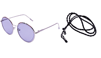 Soigné Female Medium Round Sunglasses.Silver Frame with Strings.Black&Transparent Soigné Female Medium Round Sunglasses.Silver Frame with Strings.Black&Transparent
