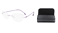 Soigné Female Medium Rimless Cat Eye Spectacle Frame. Purple with Lather Pouch Soigné Female Medium Rimless Cat Eye Spectacle Frame. Purple with Lather Pouch