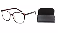Soigné Unisex Oversized Square Spectacle Frame. Brown withWith Black Transparent
