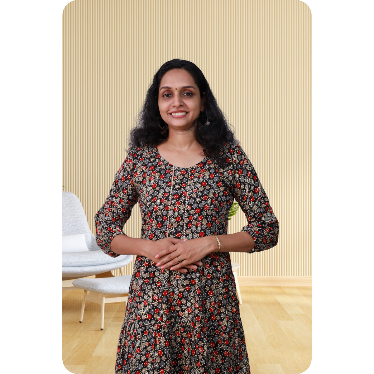 Kripa Black and Red Dot Print Frill top