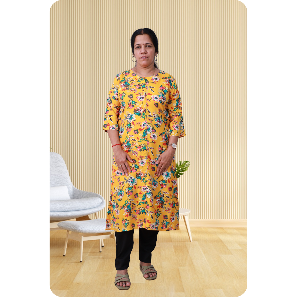 Jasmine Side Slited Yellow Printed Top