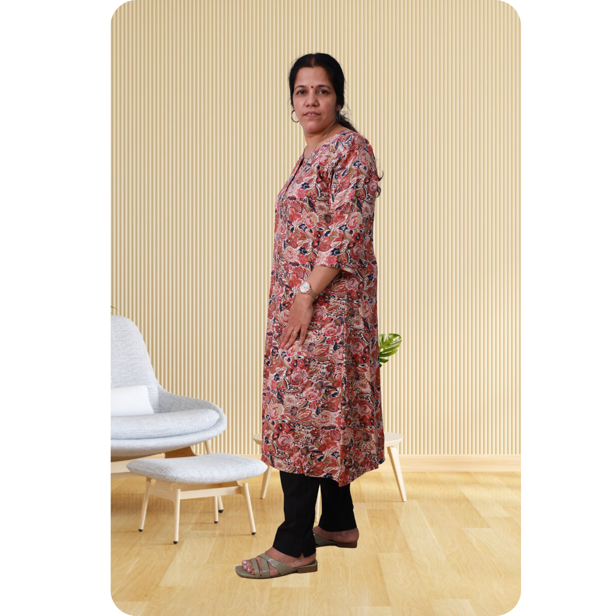 Vyga Rayon Foil Printed Pink Charm