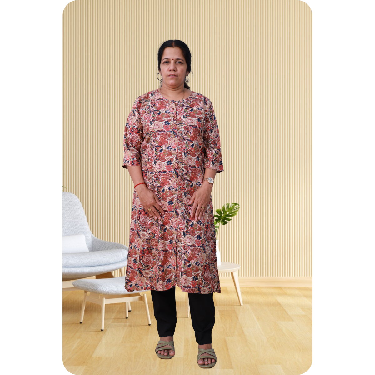 Vyga Rayon Foil Printed Pink Charm