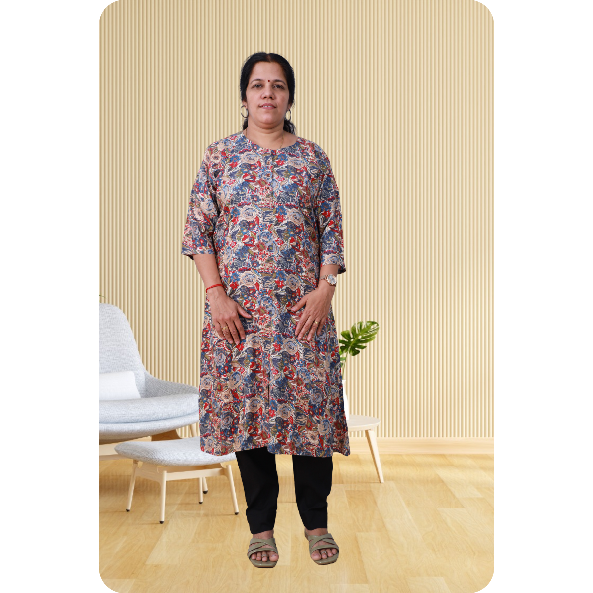 Vyga Rayon Foil Printed Maroon and Peach Top