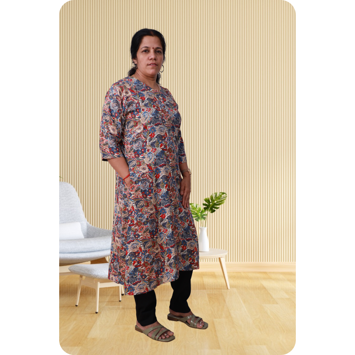 Vyga Rayon Foil Printed Maroon and Peach Top