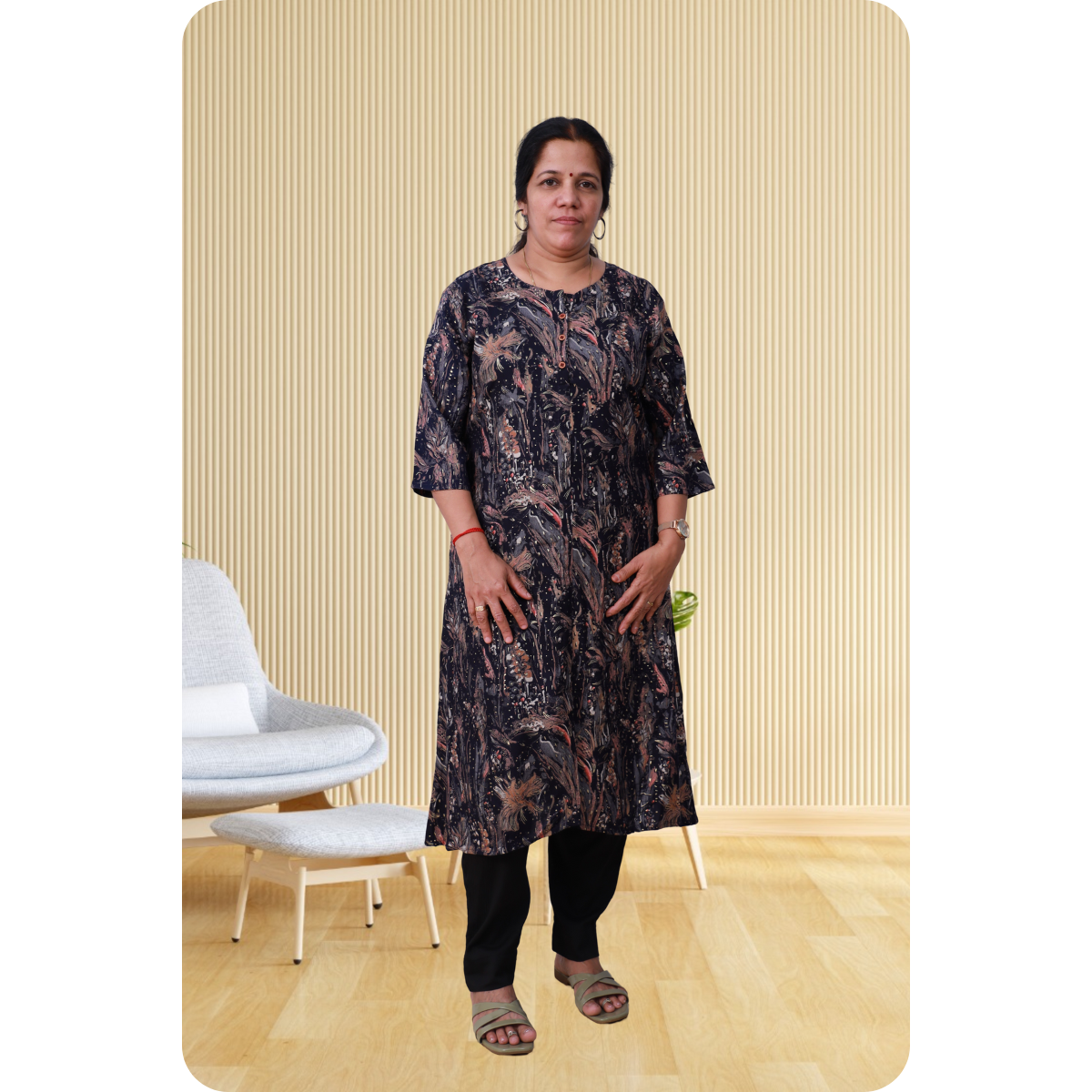 Vyga Rayon Foil Printed Black Printed Top