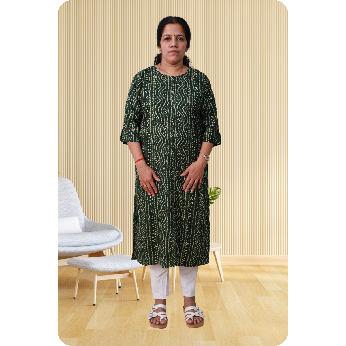 Jasmine Side Slited Green Shaded Top