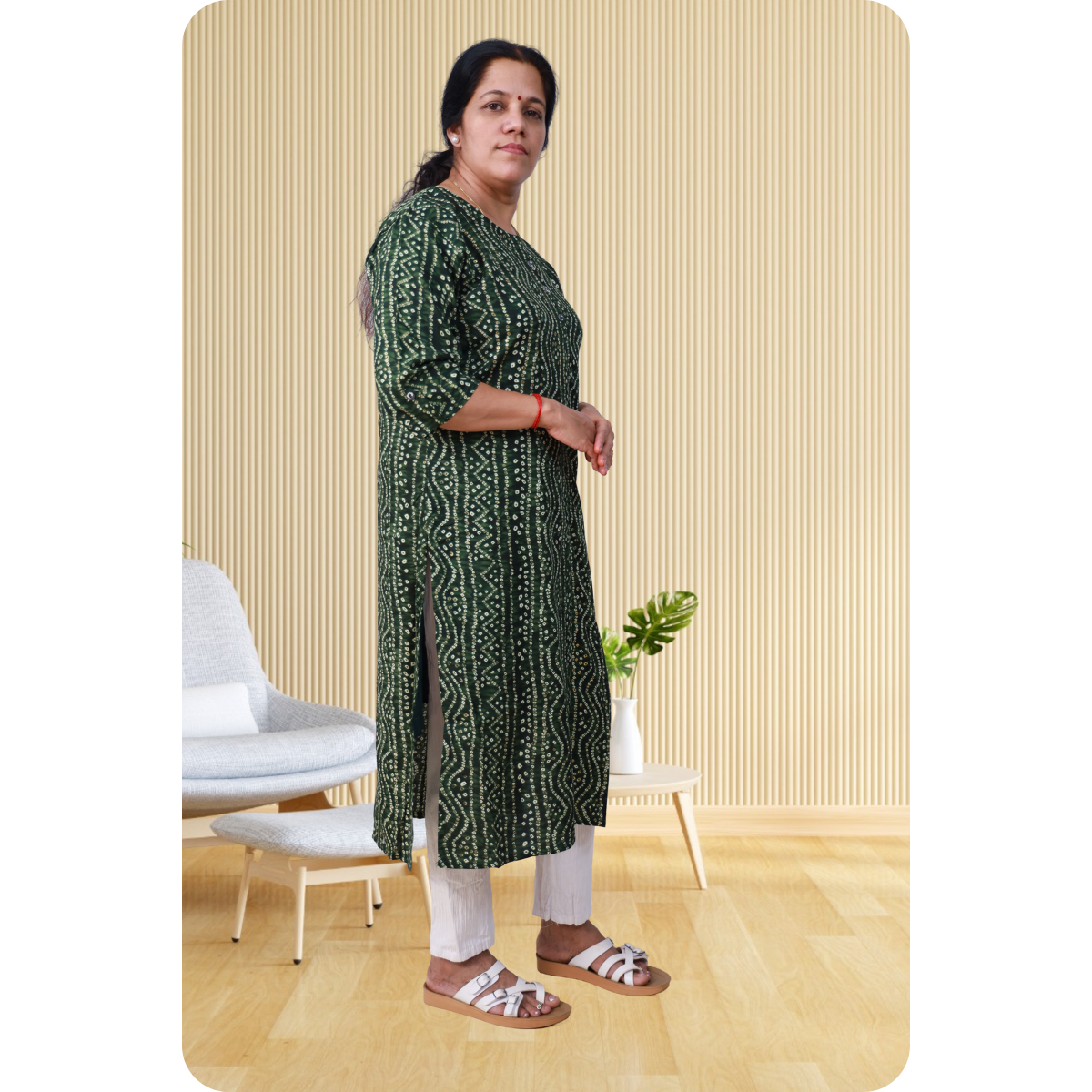 Jasmine Side Slited Green Shaded Top