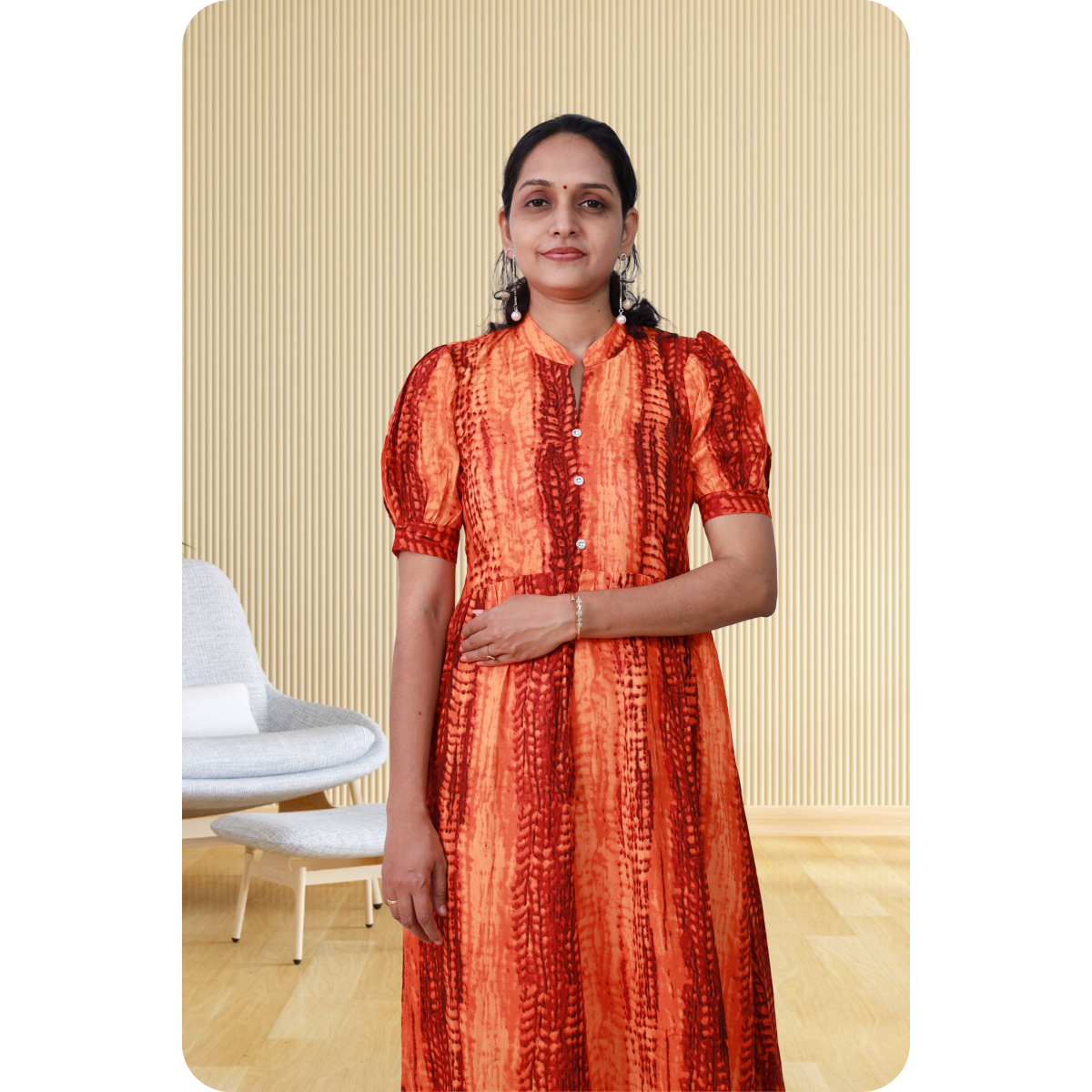 Esther discharge rayon Orange dress
