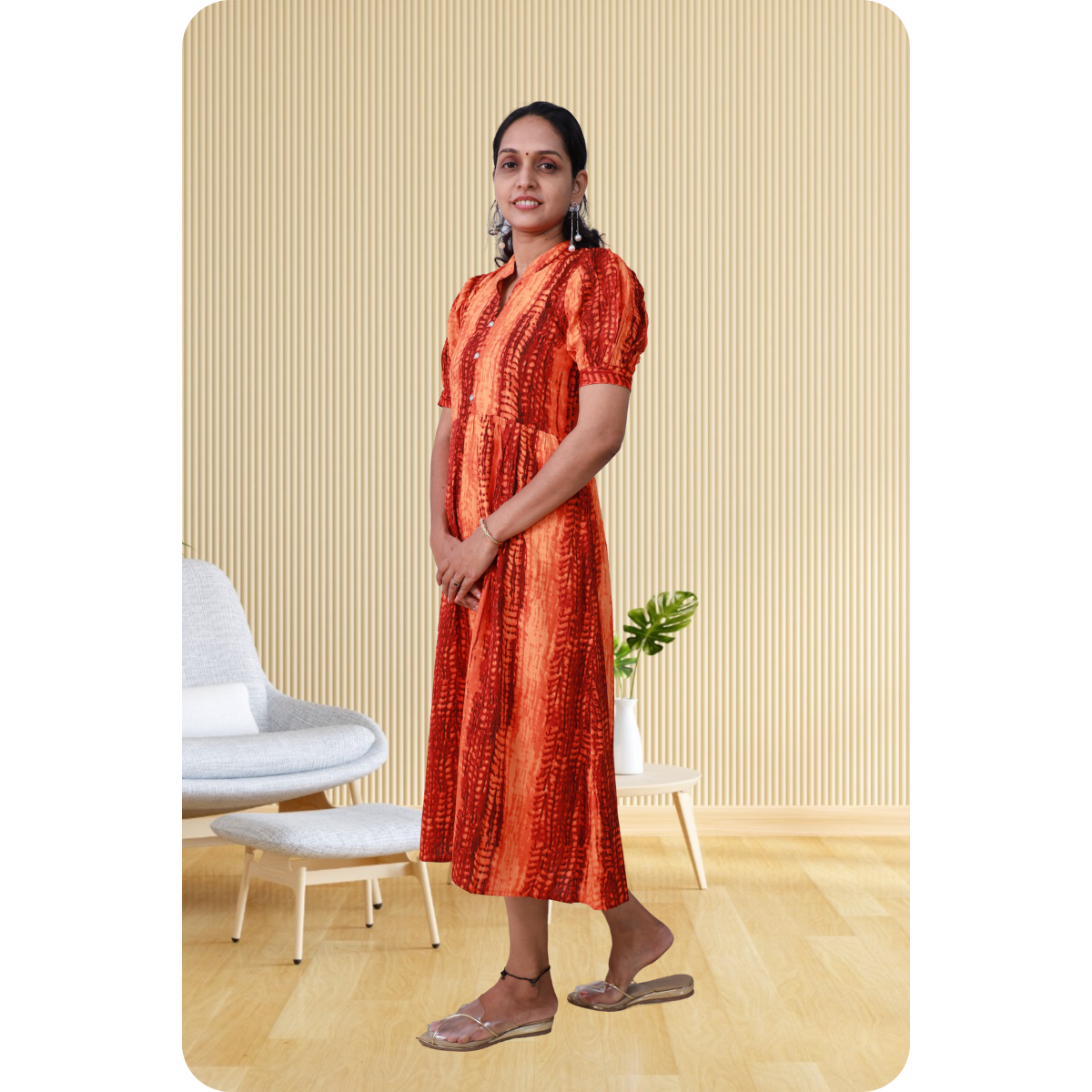 Esther discharge rayon Orange dress