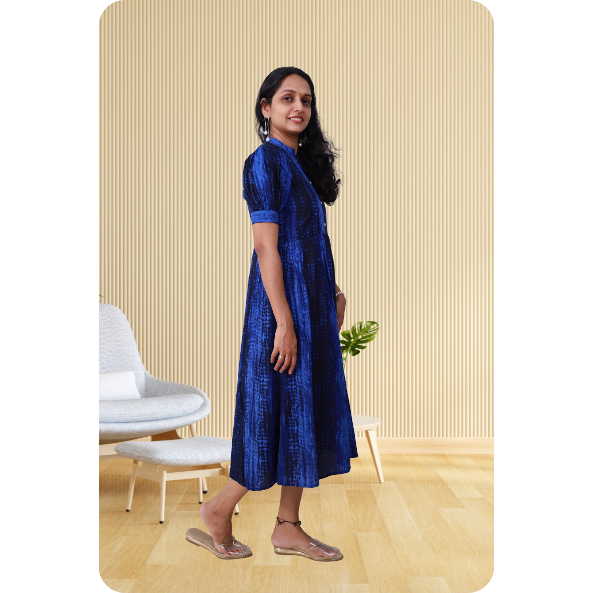 Esther discharge rayon navy blue dress
