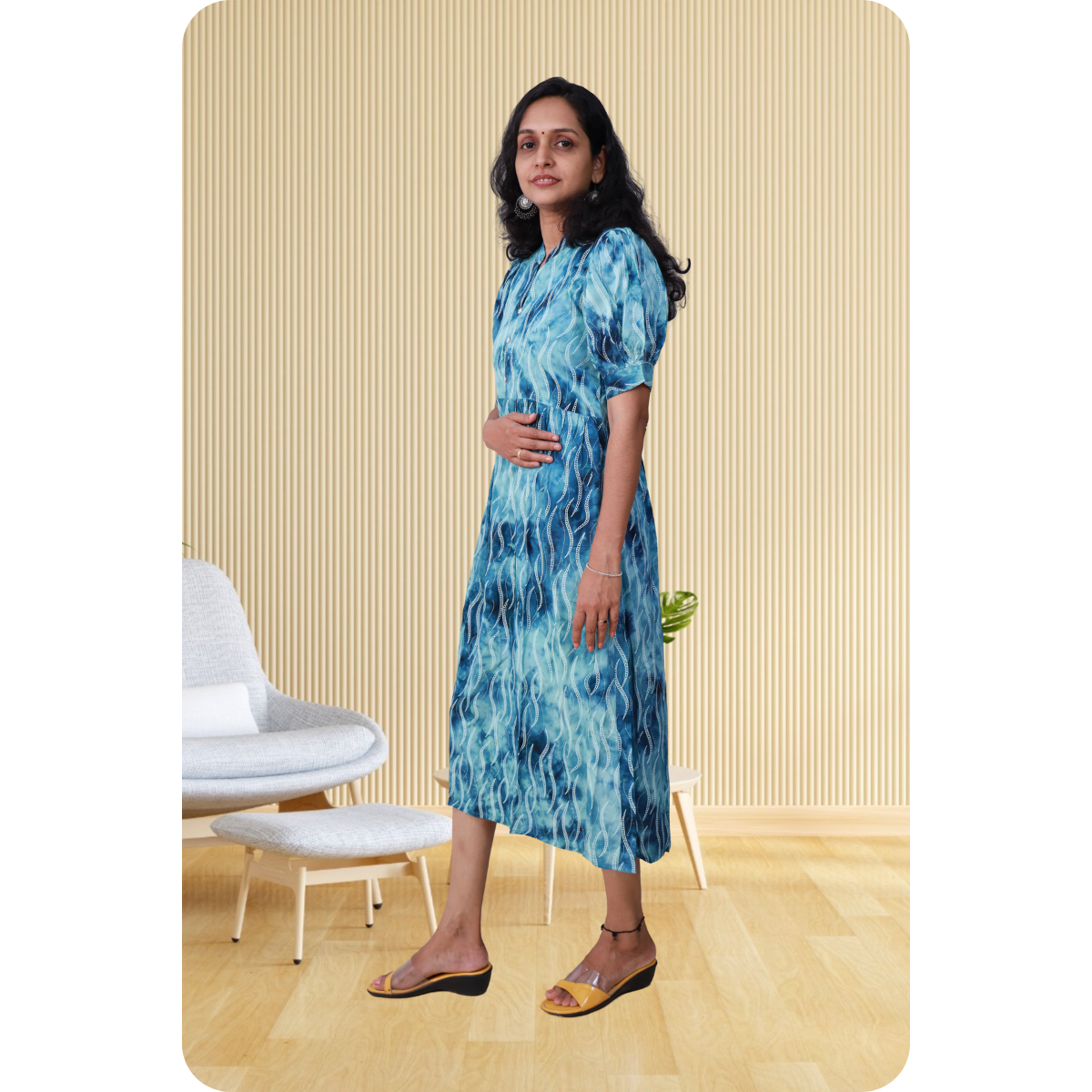Esther discharge rayon sky blue dress