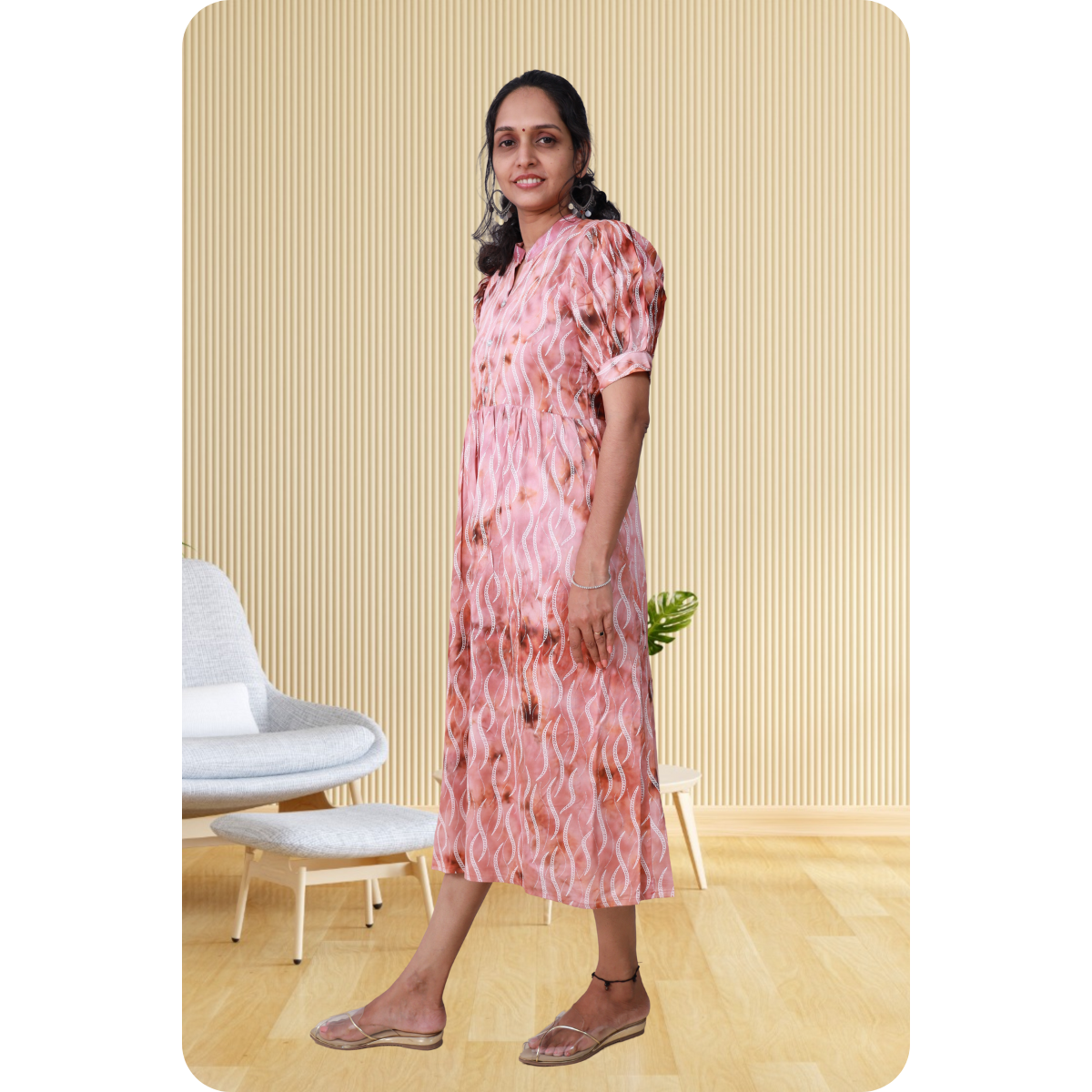 Esther discharge rayon peach dress