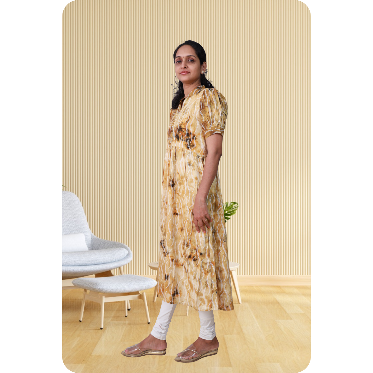 Esther discharge rayon yellow dress