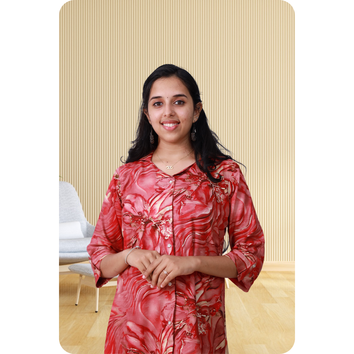 Zahari A Line top red printed