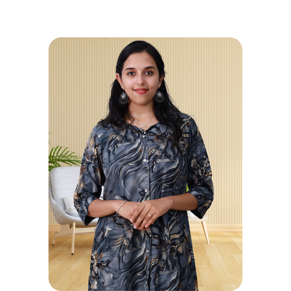 Zahari A Line top grey printed