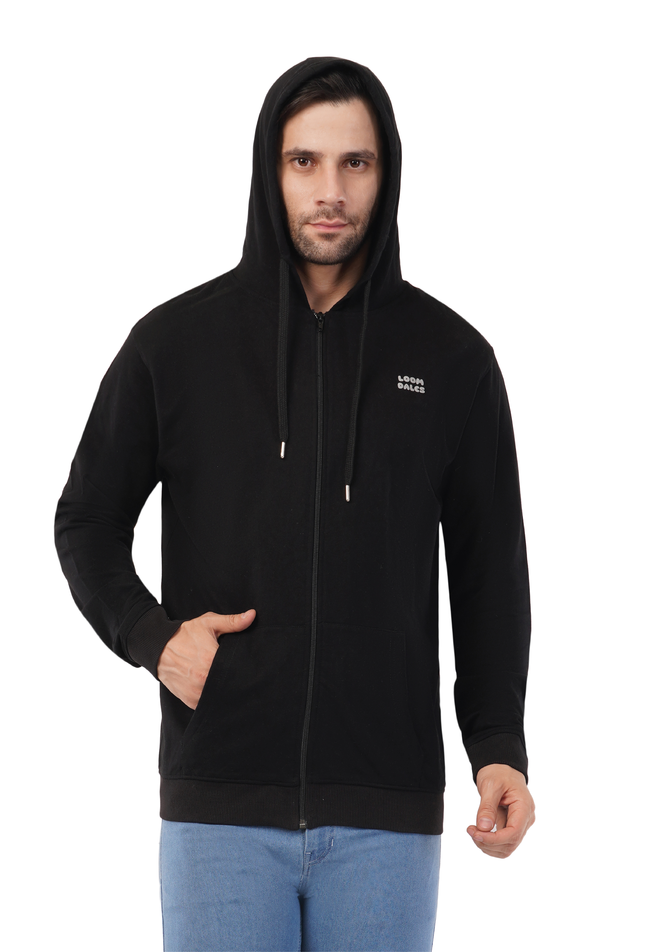 MALE HOODED SWEATSHIRT TERRY BLACK