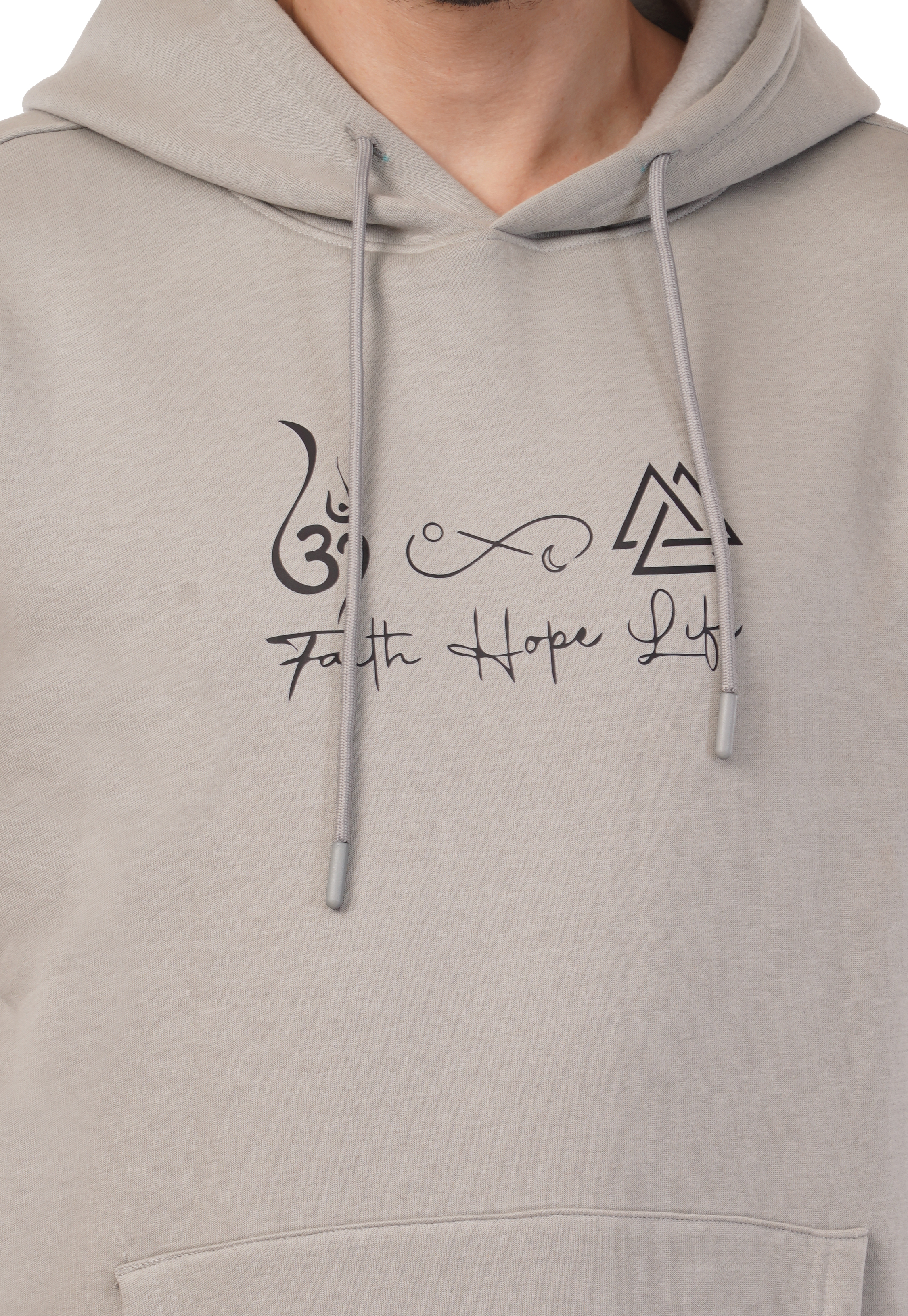 MALE HOODED SWEATSHIRT WITH PRINT PENCIL GREY