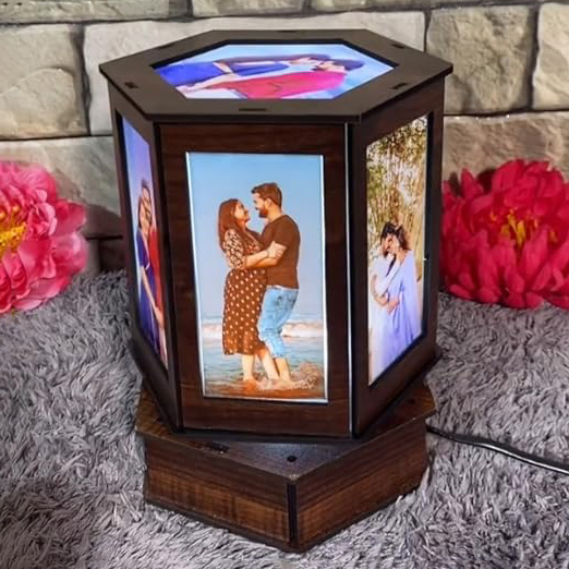 Sublimation Printed Led Rotating Lamp Photo Revolving Lamp with 10 Photo Printed | Gifting Item Sublimation Printed Led Rotating Lamp Photo Revolving Lamp with 10 Photo Printed | Gifting Item