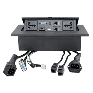 Hydraulic Pop Up Box/Cable Cubby with HDMI, Audio, LAN and Power Ports (Black) Hydraulic Pop Up Box/Cable Cubby with HDMI, Audio, LAN and Power Ports (Black)