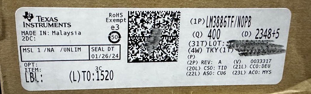 LM3886TF Texas 100% Original IC (MADE IN: Malaysia)