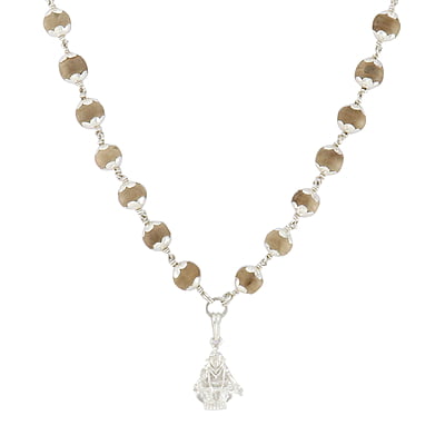Silver caped Tied Tulsi Mala with God Ayyappan Pendan