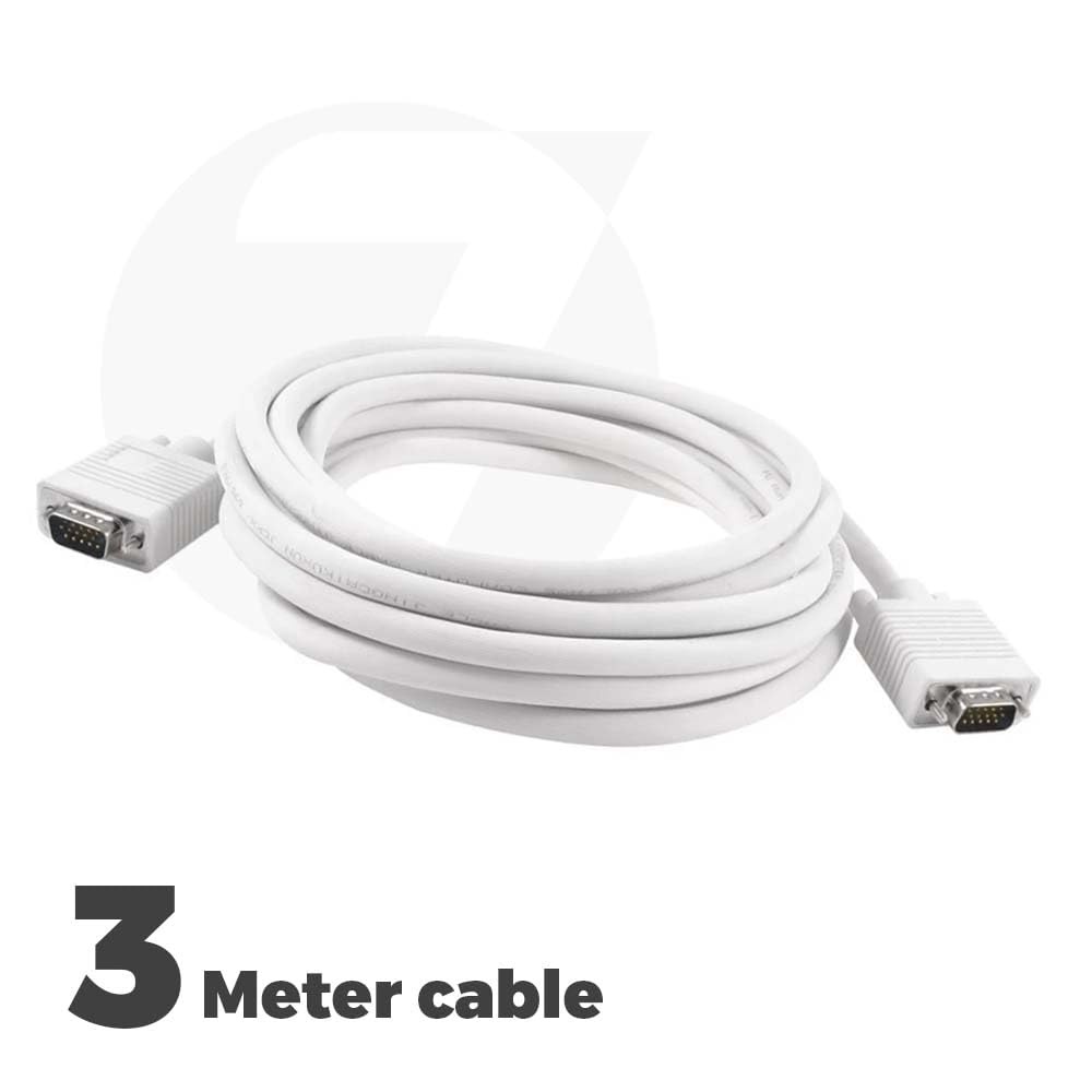 VGA Male to Male 3+4 ,15-Pin Cable/Adapter for PC, Monitor, Projector, Laptop, TV, LCD/LED (White) VGA Male to Male 3+4 ,15-Pin Cable/Adapter for PC, Monitor, Projector, Laptop, TV, LCD/LED (White)