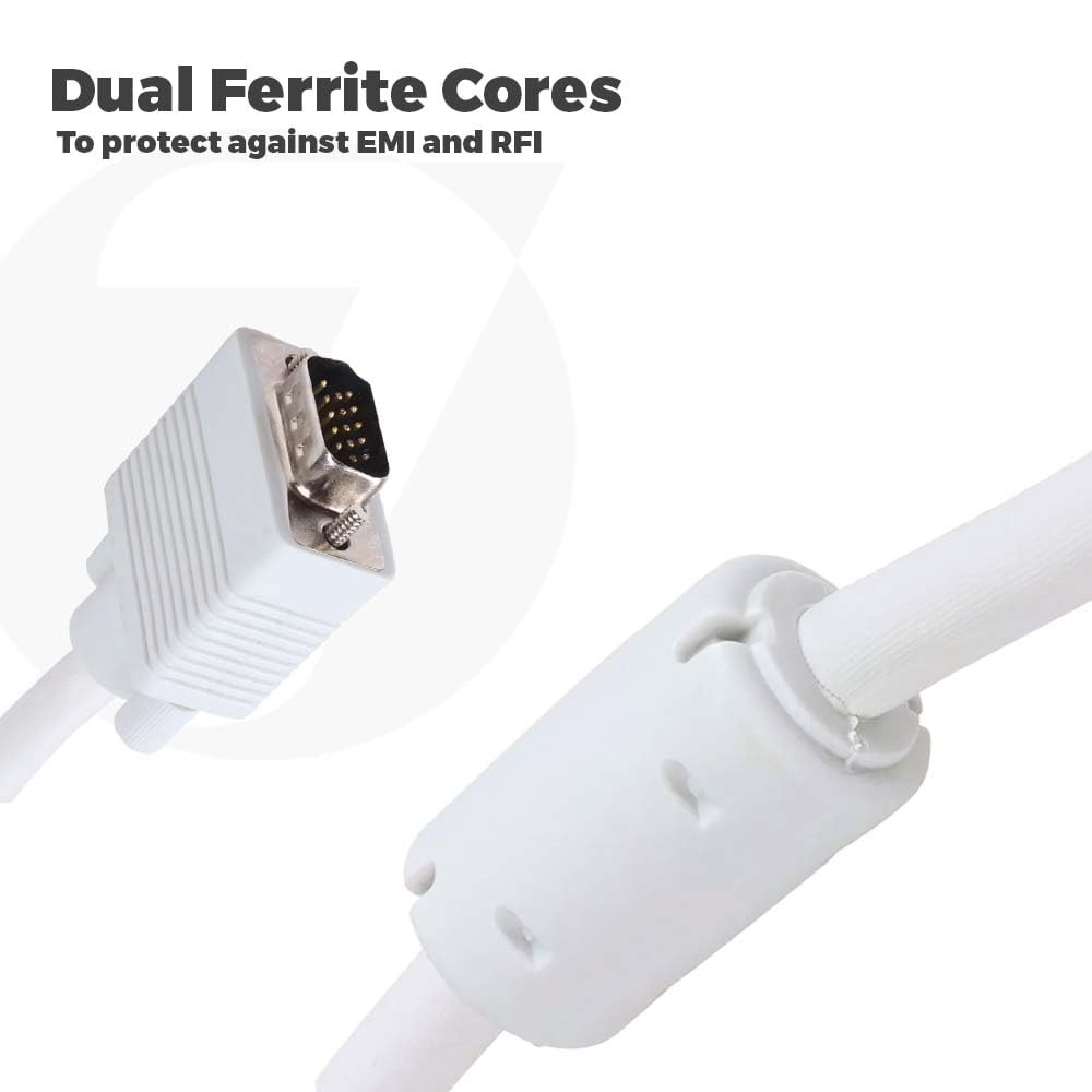 VGA Male to Male 3+4 ,15-Pin Cable/Adapter for PC, Monitor, Projector, Laptop, TV, LCD/LED (White) VGA Male to Male 3+4 ,15-Pin Cable/Adapter for PC, Monitor, Projector, Laptop, TV, LCD/LED (White)