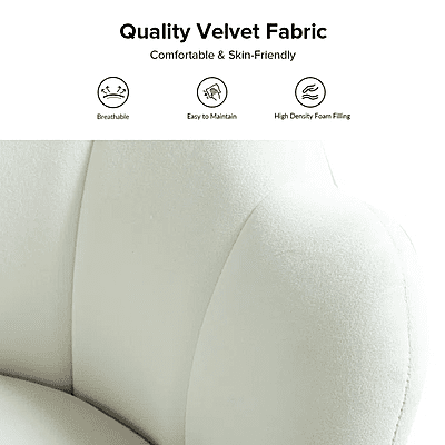 Vikinterio Upholstered Barrel Chair-Ivory Velvet Vikinterio Upholstered Barrel Chair-Ivory Velvet