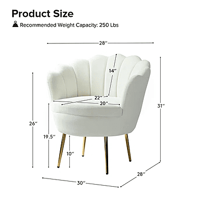Vikinterio Upholstered Barrel Chair-Ivory Velvet Vikinterio Upholstered Barrel Chair-Ivory Velvet