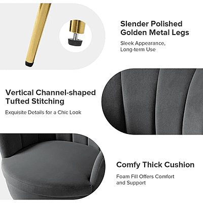 Vikinterio Upholstered Barrel Chair-Dark Gray Vikinterio Upholstered Barrel Chair-Dark Gray