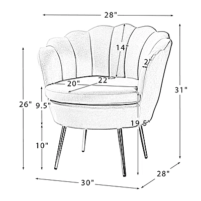 Vikinterio Upholstered Barrel Chair-Ivory Velvet Vikinterio Upholstered Barrel Chair-Ivory Velvet