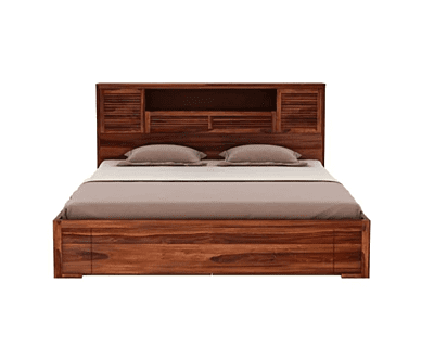 Vikinterio Jaipur Sheehsham Wood King Size Bed with Side Tables Vikinterio Jaipur Sheehsham Wood King Size Bed with Side Tables
