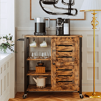 Vikinterio Wooden Kitchen Cart